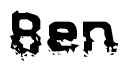 The image contains the word Ben in a stylized font with a static looking effect at the bottom of the words