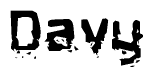 The image contains the word Davy in a stylized font with a static looking effect at the bottom of the words