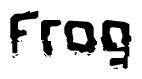 The image contains the word Frog in a stylized font with a static looking effect at the bottom of the words