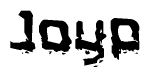 The image contains the word Joyp in a stylized font with a static looking effect at the bottom of the words