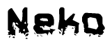 The image contains the word Neko in a stylized font with a static looking effect at the bottom of the words
