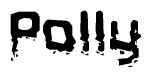 The image contains the word Polly in a stylized font with a static looking effect at the bottom of the words