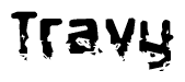 The image contains the word Travy in a stylized font with a static looking effect at the bottom of the words