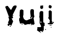 The image contains the word Yuji in a stylized font with a static looking effect at the bottom of the words