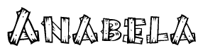 The image contains the name Anabela written in a decorative, stylized font with a hand-drawn appearance. The lines are made up of what appears to be planks of wood, which are nailed together