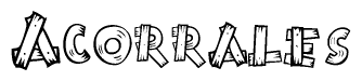 The clipart image shows the name Acorrales stylized to look like it is constructed out of separate wooden planks or boards, with each letter having wood grain and plank-like details.