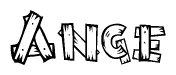 The clipart image shows the name Ange stylized to look like it is constructed out of separate wooden planks or boards, with each letter having wood grain and plank-like details.