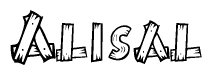 The clipart image shows the name Alisal stylized to look like it is constructed out of separate wooden planks or boards, with each letter having wood grain and plank-like details.