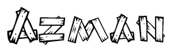 The clipart image shows the name Azman stylized to look like it is constructed out of separate wooden planks or boards, with each letter having wood grain and plank-like details.
