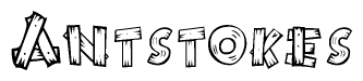 The image contains the name Antstokes written in a decorative, stylized font with a hand-drawn appearance. The lines are made up of what appears to be planks of wood, which are nailed together