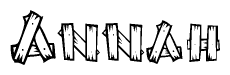 The image contains the name Annah written in a decorative, stylized font with a hand-drawn appearance. The lines are made up of what appears to be planks of wood, which are nailed together