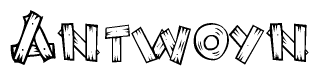 The clipart image shows the name Antwoyn stylized to look like it is constructed out of separate wooden planks or boards, with each letter having wood grain and plank-like details.