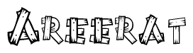 The clipart image shows the name Areerat stylized to look like it is constructed out of separate wooden planks or boards, with each letter having wood grain and plank-like details.