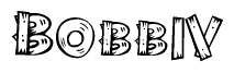 The clipart image shows the name Bobbiv stylized to look like it is constructed out of separate wooden planks or boards, with each letter having wood grain and plank-like details.