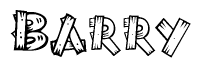 The clipart image shows the name Barry stylized to look like it is constructed out of separate wooden planks or boards, with each letter having wood grain and plank-like details.