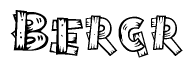 The clipart image shows the name Bergr stylized to look like it is constructed out of separate wooden planks or boards, with each letter having wood grain and plank-like details.