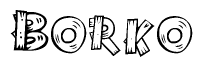The clipart image shows the name Borko stylized to look like it is constructed out of separate wooden planks or boards, with each letter having wood grain and plank-like details.