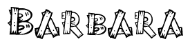 The clipart image shows the name Barbara stylized to look as if it has been constructed out of wooden planks or logs. Each letter is designed to resemble pieces of wood.