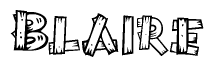 The clipart image shows the name Blaire stylized to look like it is constructed out of separate wooden planks or boards, with each letter having wood grain and plank-like details.