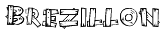 The clipart image shows the name Brezillon stylized to look like it is constructed out of separate wooden planks or boards, with each letter having wood grain and plank-like details.