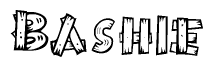 The clipart image shows the name Bashie stylized to look like it is constructed out of separate wooden planks or boards, with each letter having wood grain and plank-like details.