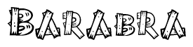 The clipart image shows the name Barabra stylized to look like it is constructed out of separate wooden planks or boards, with each letter having wood grain and plank-like details.