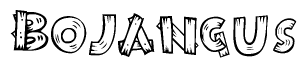The clipart image shows the name Bojangus stylized to look like it is constructed out of separate wooden planks or boards, with each letter having wood grain and plank-like details.