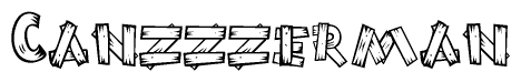 The clipart image shows the name Canzzzerman stylized to look like it is constructed out of separate wooden planks or boards, with each letter having wood grain and plank-like details.