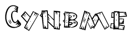 The image contains the name Cynbme written in a decorative, stylized font with a hand-drawn appearance. The lines are made up of what appears to be planks of wood, which are nailed together