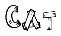 The clipart image shows the name Cat stylized to look like it is constructed out of separate wooden planks or boards, with each letter having wood grain and plank-like details.