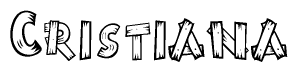 The clipart image shows the name Cristiana stylized to look like it is constructed out of separate wooden planks or boards, with each letter having wood grain and plank-like details.