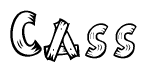 The clipart image shows the name Cass stylized to look as if it has been constructed out of wooden planks or logs. Each letter is designed to resemble pieces of wood.
