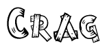 The clipart image shows the name Crag stylized to look like it is constructed out of separate wooden planks or boards, with each letter having wood grain and plank-like details.