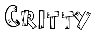 The image contains the name Critty written in a decorative, stylized font with a hand-drawn appearance. The lines are made up of what appears to be planks of wood, which are nailed together