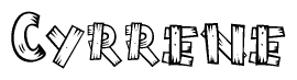 The clipart image shows the name Cyrrene stylized to look like it is constructed out of separate wooden planks or boards, with each letter having wood grain and plank-like details.