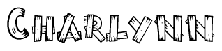 The clipart image shows the name Charlynn stylized to look like it is constructed out of separate wooden planks or boards, with each letter having wood grain and plank-like details.