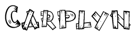 The clipart image shows the name Carplyn stylized to look like it is constructed out of separate wooden planks or boards, with each letter having wood grain and plank-like details.