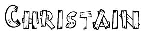 The clipart image shows the name Christain stylized to look as if it has been constructed out of wooden planks or logs. Each letter is designed to resemble pieces of wood.