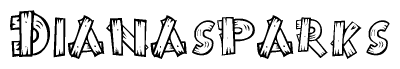 The clipart image shows the name Dianasparks stylized to look like it is constructed out of separate wooden planks or boards, with each letter having wood grain and plank-like details.