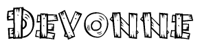 The clipart image shows the name Devonne stylized to look like it is constructed out of separate wooden planks or boards, with each letter having wood grain and plank-like details.