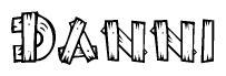 The clipart image shows the name Danni stylized to look like it is constructed out of separate wooden planks or boards, with each letter having wood grain and plank-like details.