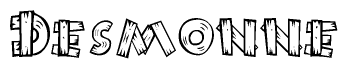 The image contains the name Desmonne written in a decorative, stylized font with a hand-drawn appearance. The lines are made up of what appears to be planks of wood, which are nailed together