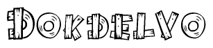 The clipart image shows the name Dokdelvo stylized to look like it is constructed out of separate wooden planks or boards, with each letter having wood grain and plank-like details.