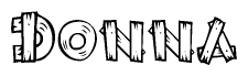 The clipart image shows the name Donna stylized to look like it is constructed out of separate wooden planks or boards, with each letter having wood grain and plank-like details.