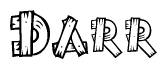 The image contains the name Darr written in a decorative, stylized font with a hand-drawn appearance. The lines are made up of what appears to be planks of wood, which are nailed together