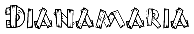 The image contains the name Dianamaria written in a decorative, stylized font with a hand-drawn appearance. The lines are made up of what appears to be planks of wood, which are nailed together