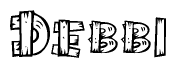 The clipart image shows the name Debbi stylized to look like it is constructed out of separate wooden planks or boards, with each letter having wood grain and plank-like details.