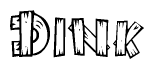 The clipart image shows the name Dink stylized to look as if it has been constructed out of wooden planks or logs. Each letter is designed to resemble pieces of wood.