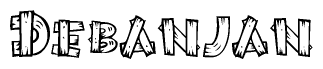 The clipart image shows the name Debanjan stylized to look like it is constructed out of separate wooden planks or boards, with each letter having wood grain and plank-like details.