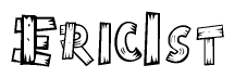 The clipart image shows the name Eric1st stylized to look as if it has been constructed out of wooden planks or logs. Each letter is designed to resemble pieces of wood.